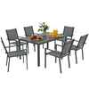 7 Piece Garden Dining Set, Outdoor Furniture w/ 6 Stackable Chairs