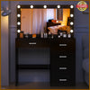 Large LED Light Mirror Dressing Table Set with 5 Drawers Vanity Make up Desk UK