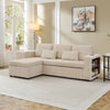 L-Shaped Convertible Sofa Bed Corduroy 3-in-1 Sleeper Sofa with Storage Chaise