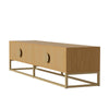 180cm TV Media Stand Unit w/ Wood Grain, 4 Cabinet Doors & Semi-Circular Handles