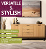 Large Sideboard, Metal-Based Oak Effect Storage Cabinet with Drawers & Cupboards