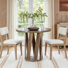80CM Round Dining Table for 2-4 Farmhouse Wooden Kitchen Table for Dining Room