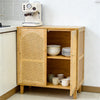 Wooden Buffet Sideboard Rattan Storage Cabinet Display Organiser Cupboard 2 Door