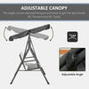 3-Seater Outdoor Rattan Swing Chair, Hanging Bench w/ Stand & Adjustable Canopy
