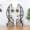 2 Pcs 6 Tier Tall Metal Indoor Plant Stand Round-Shaped Plant Shelf Holder Patio
