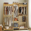 Thicken Bamboo Clothes Rail Garment Rack Cloakroom Open Wardrobe Walk-in Closet