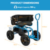COSTWAY Rolling Garden Cart Scooter Outdoor Heavy-Duty Gardening Cart-Blue