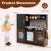 Wooden Play Kitchen Kids Pretend Play Toy w/Microwave Ice Make-Brown
