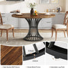 Round Dining Table for 4-6 Seater, Industrial Kitchen Table with Metal Base