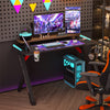 120cm Large Adjustable RGB Gaming Desk Computer Table with LED Lights Cup Holder