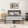 Double Bed Frame Industrial Metal Platform Bed with Headboard and Footboard