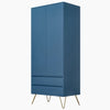 Wooden 2 Door Wardrobe with 2 Drawer Compact Wardrobe Bedroom Storage Furniture