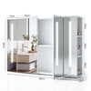 Double Door LED Bathroom Mirror Cabinet Cupboard With Side Shelves Wall Mounted