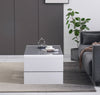Coffee Table White High Gloss 2 Tier Grey Glass Top Designer Rectangle Home