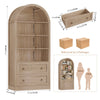 Arched Bookcase with Drawers Arch Display Cabinet Tall Bookshelf 79.5x36x177cm