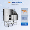 50" Dog Grooming Bath Tub 176lbs Load Capacity S-Trap Drainage Stainless Steel