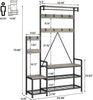 Coat Rack Shoe Bench with Storage Cubbies, Hooks & Top Shelf，Entryway Organizer