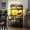 Coffee Bar Station Kitchen Bakers Rack with Power Outlet-Brown