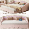 Daybed with Trundle Under Bed 3ft Single Upholstered Sofa Bed, 90x190 cm, Pink