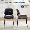 Set of 2 Mid Century Dining Chairs PU Leather Seat Walnut Bentwood Metal Legs