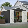 Garden Shed 10X12FT Metal Apex Roof Free Foundation Storage House Anthracite