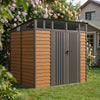8x7FT Metal Garden Storage Shed with Window Doors Outdoor Tool House Wood Grain