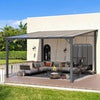 Aluminium Lean-To Gazebo, Wall-Mounted Hardtop Roof Pergola for Garden & Patio