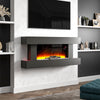 Black Wall Mounted Electric Fire with LED Light 52" Suite Fireplace Heater Flame