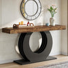 63-Inch Industrial Console Table Narrow Entryway Sofa Table w/ Black Metal Base