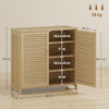 Bamboo Shoe Cabinet with Louvered Doors, 14 Pairs Footwear Cupboard for Hallway
