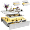 High Gloss LED Coffee Table With Hidden Storage Lift Top & 2 Drawers Furniture