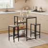 3pcs Dining Table Set w/ 2 Bar Stools,Small Kitchen Table&Storage Shelves Flat