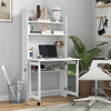 Computer Desk with Foldable Desktop and Storage Shelves, Study Table, White