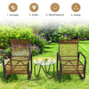 3 PCS Patio Rattan Wicker Rocking Bistro Set W/ Glass Table & Adjustable Feet