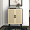 Wooden Storage Cabinet with Rattan Decorating Buffet Sideboard Accent Cabinet