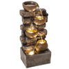 Outdoor Fountain, Resin Garden Fountain with Adjustable Flow, Rustic Brown