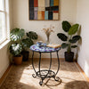 Mosaic Outdoor Side Table Round End Table Iron Accent Table Flower Plant Stand