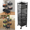 Kitchen Rotating Trolley Shelf Vegetable Fruit Basket Storage Rack Square Holder