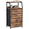 Brown 4-Drawer Bedside Table w/ Open Shelf,Small Storage Nightstand for Bedroom
