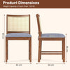 Set of 2 Rattan Dining Chairs Wooden Upholstered Kitchen Chairs-Brown