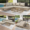 Modular Outdoor Sofa Set w/ Glass Table, Rope-Woven, Garden Patio Furniture Set