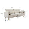 DUSK Shoreditch 3 Seater Pocket Sprung Sofa Natural Beige & Wooden Legs