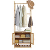 Heavy Duty Vertical Bamboo Garment Coat Rack Stand Shoe Shelf Entryway Corner