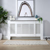 Extending Radiator Cover Adjustable White Wooden MDF Wall Cabinet Slatted Grill