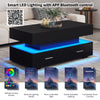 LED Coffee Table With Lift Top and Storage Drawers Living Room Furniture Black