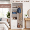 2-Door Wardrobe w/ Adjustable Shelf 3 Drawers Mirror Home Storage, 180cm, White
