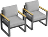 2Pcs Aluminum Patio Armchairs Set Thick Cushion Outdoor Garden Sofa Chairs