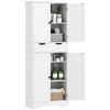 Bathroom Tall Cabinet with Drawer, Adjustable Shelf and Doors, White