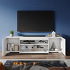 High Gloss TV Unit Cabinet Stand 180cm White Storage with LED Lights Sideboard
