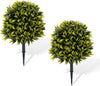 Realistic Set of 2 Artificial Willow Topiary Trees Decorative Faux Plants